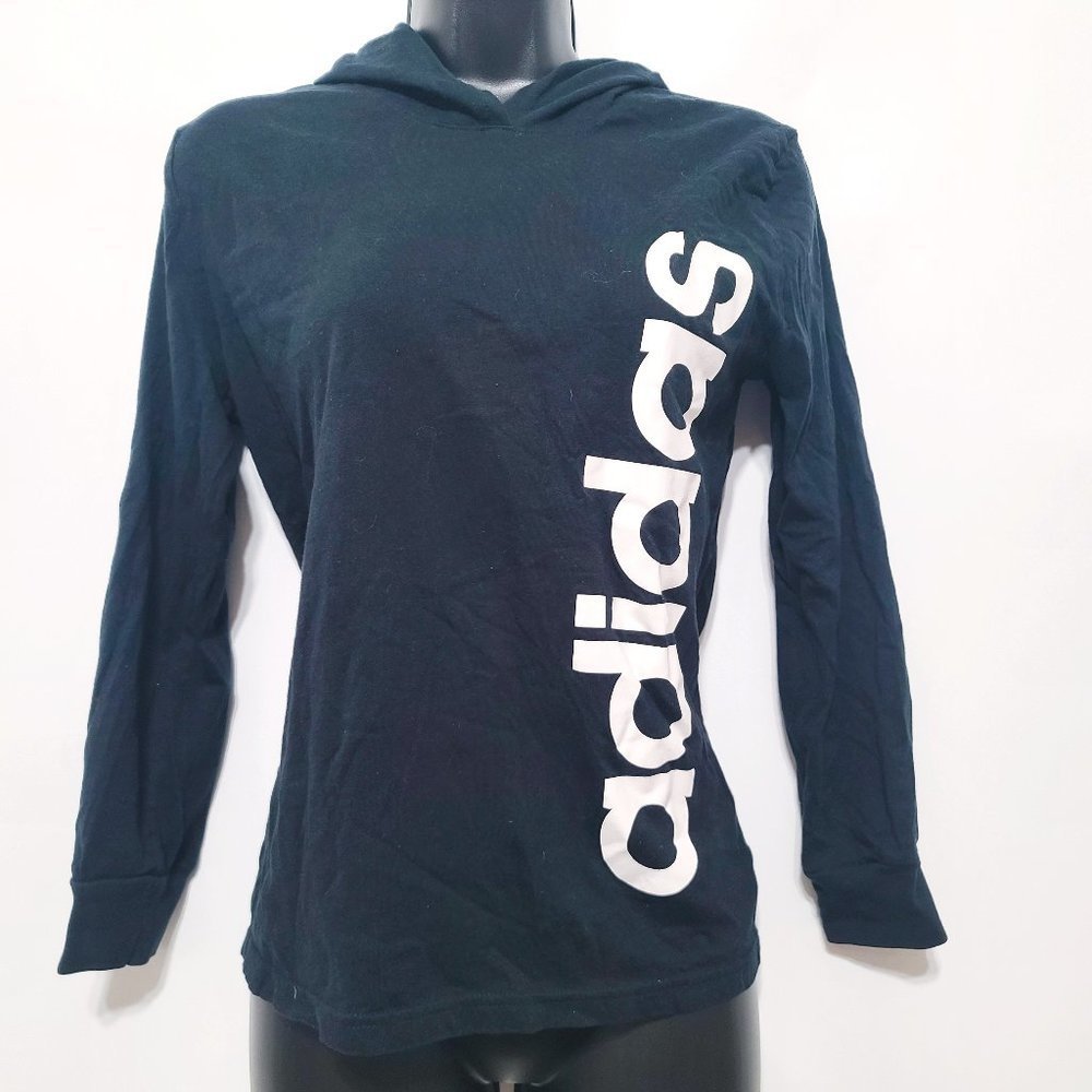 ADIDAS Girl's Linear Long Sleeves Hoodie [Black/M] [10/12]